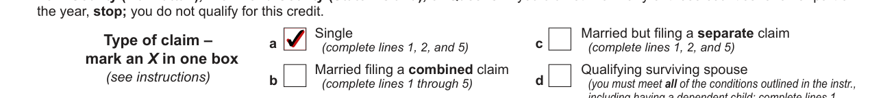 Form NYC-210 example filled out, type of claim