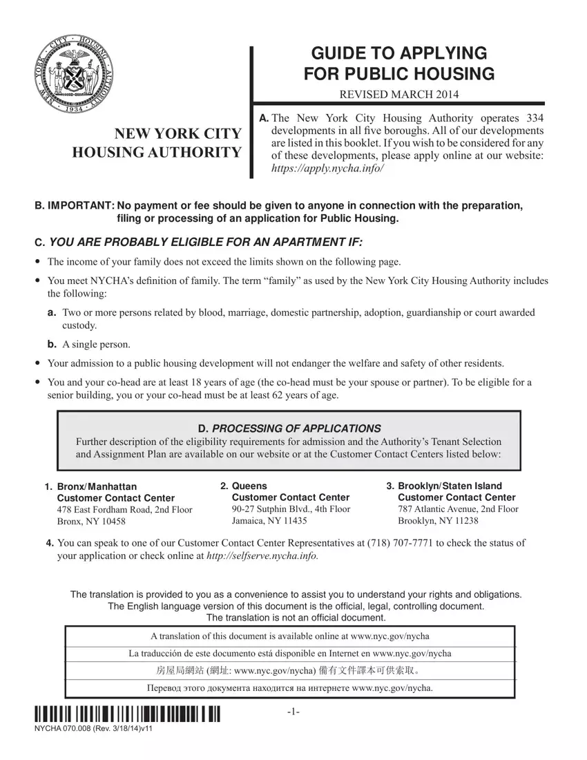 Nyc Housing Application first page preview