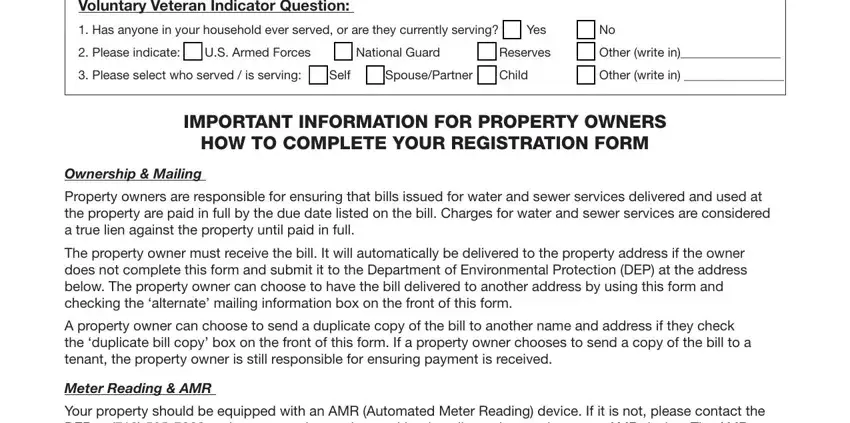 Filling in registration for water sewer billing part 4
