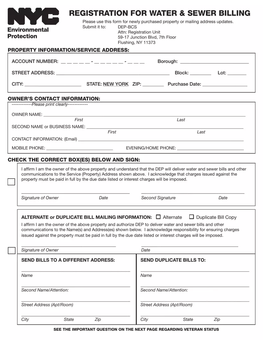 Nyc Water Billing Form first page preview