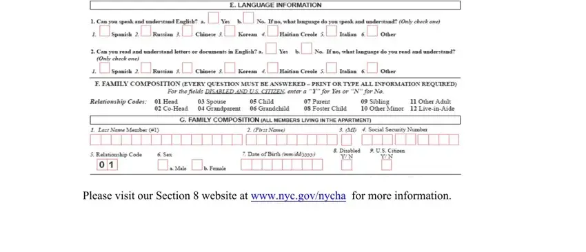 https selfserve nycha info fields to fill in