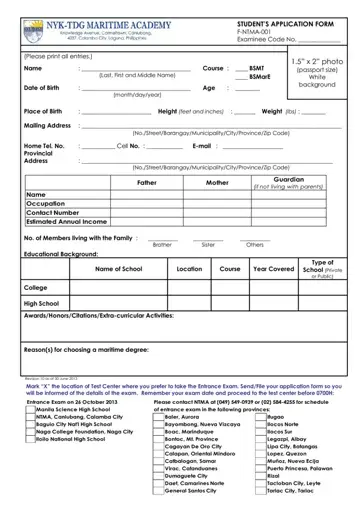 Nyk Print Application Form Preview