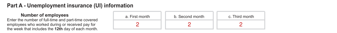 Form NYS-45 example filled out, number of employees