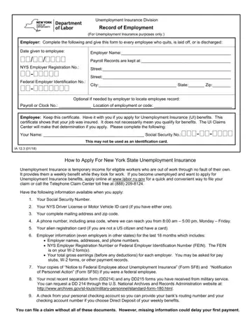 NYS Record Employment Form Preview
