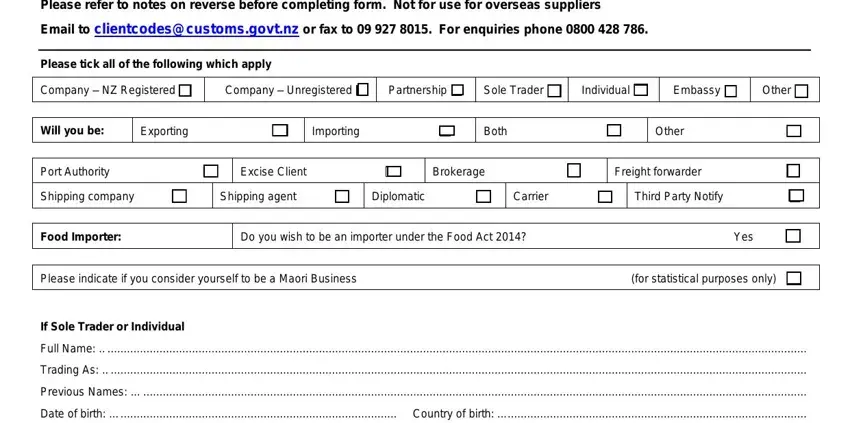 nz customs nzcs 224 empty fields to fill out