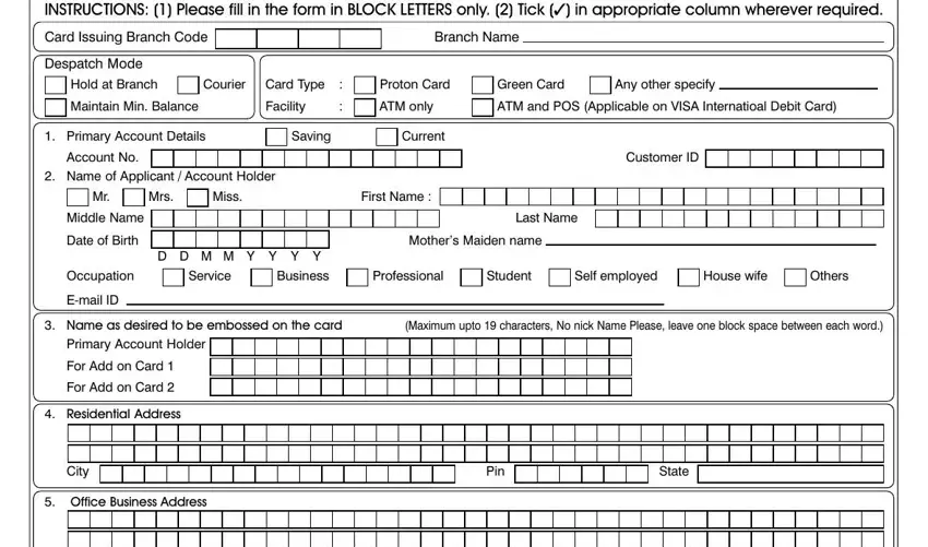 stage 1 to filling out obc atm card apply online