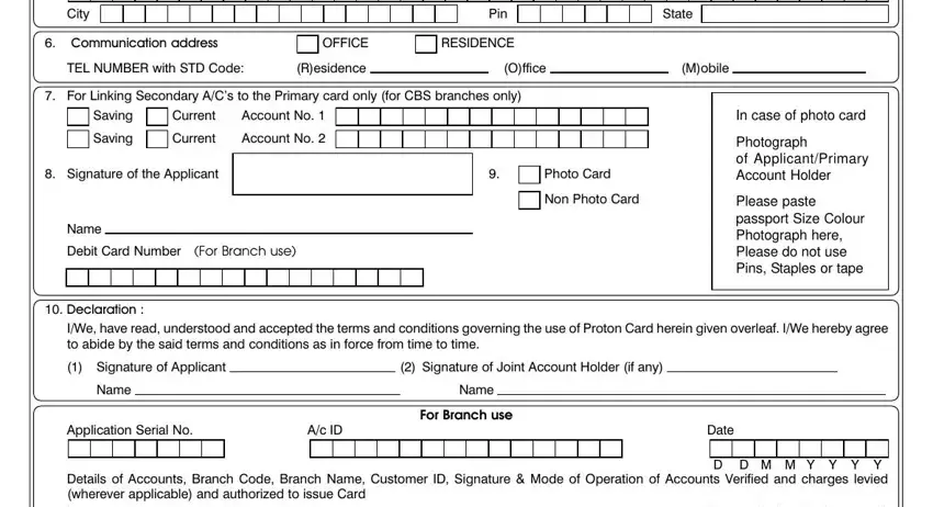 Completing obc atm card apply online step 2