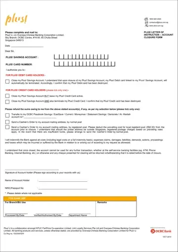 OCBC Bank Corporate Account Closure Form Preview