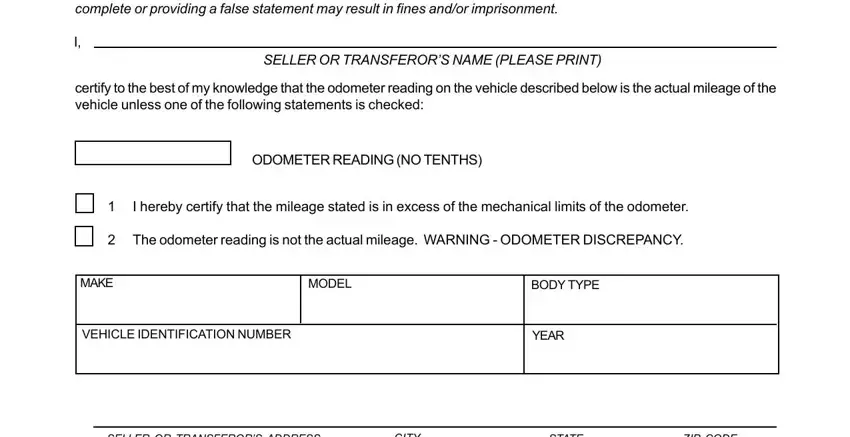 Odometer disclosure hot sale statement tn