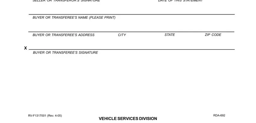 Completing tennessee odometer disclosure statement step 2