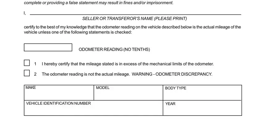 Odometer Disclosure Statement Tn PDF Form FormsPal