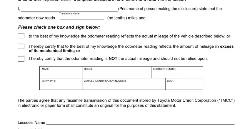 stage 1 to filling in toyota odometer statement pdf