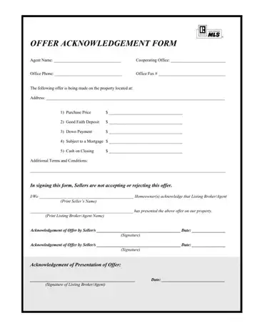 Offer Acknowledgement Form Preview