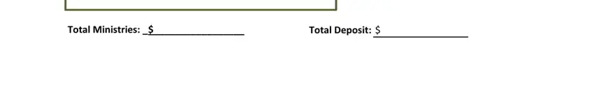 Total Ministries, and Total Deposit in church tithes and offerings record keeping