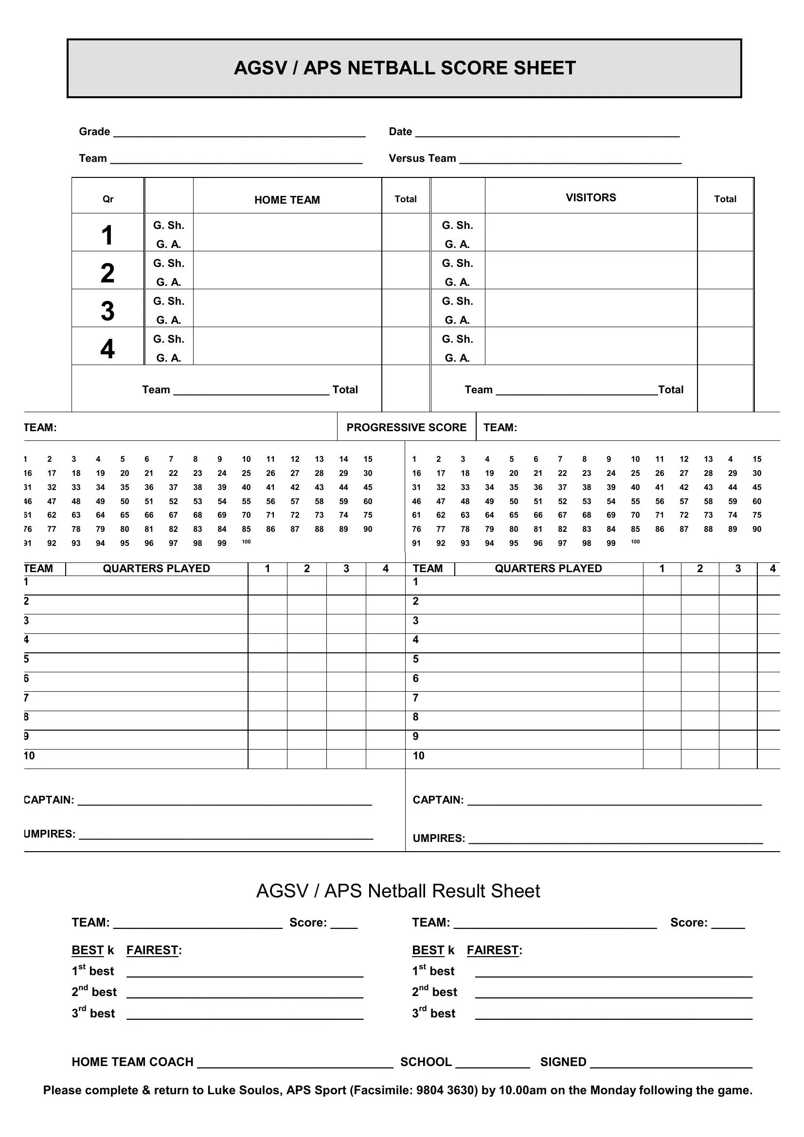 Official Netball Score Sheet PDF Form FormsPal