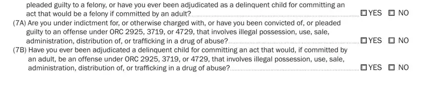 ohio concealed carry renewal Are you under indictment for or, A Are you under indictment for or, YES NO, YES NO, and YES NO fields to fill out