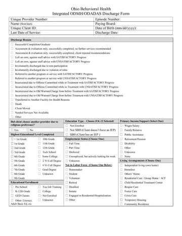 Ohio Behavioral Discharge Form Preview