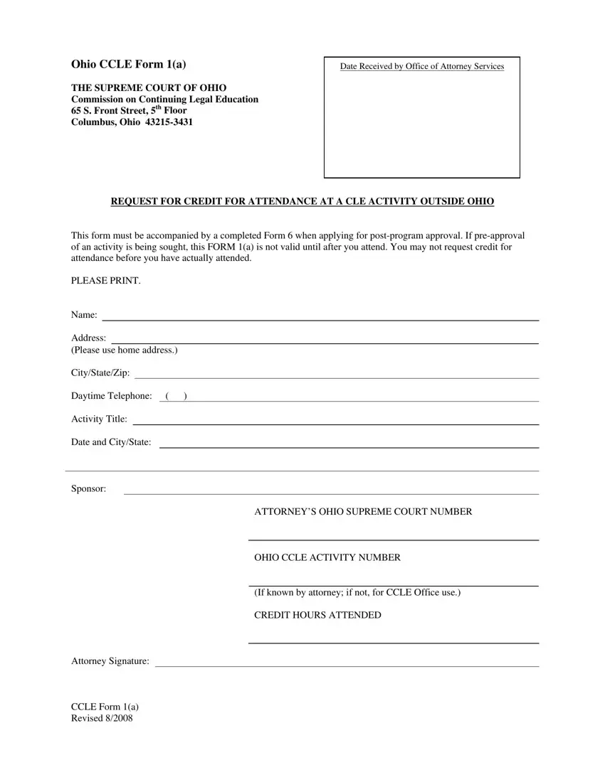 Ohio Ccle Form 1 A first page preview