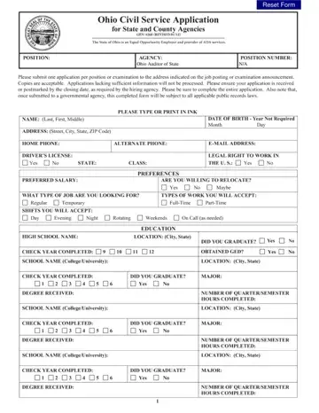 Ohio Civil Service Application Form Preview