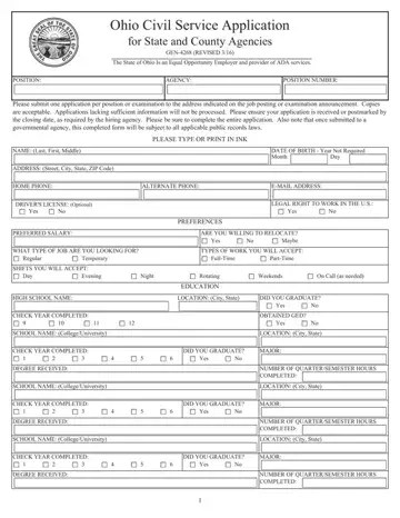 Ohio Civil Service Form Preview