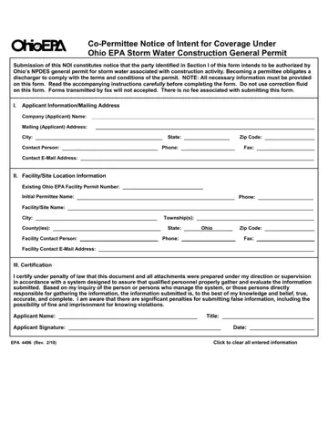 Ohio Epa 4496 Form Preview