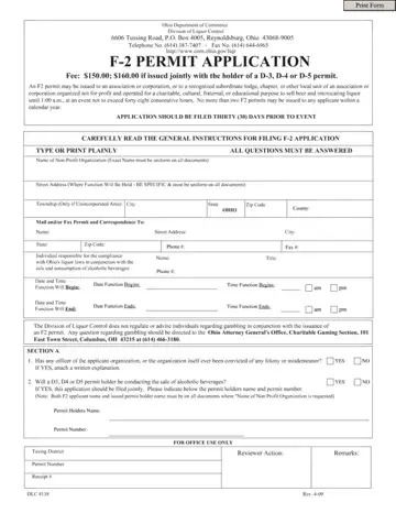 Ohio F 2 Permit Form Preview
