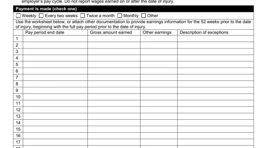 Entering details in workersmcomp form stage 3