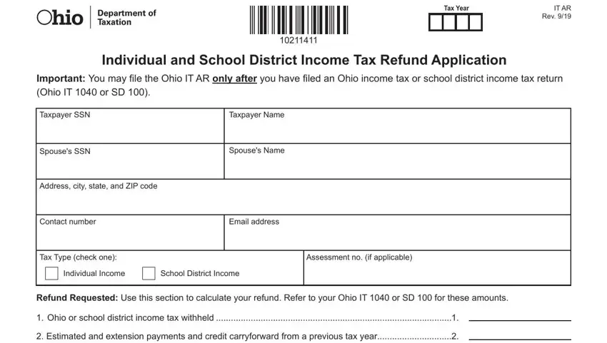 filling out Ohio Form It Ar part 1