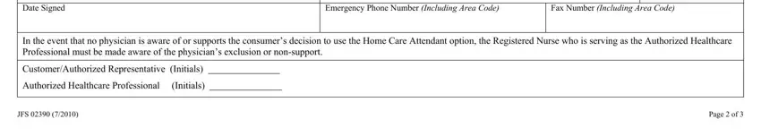 carestar Date Signed, Emergency Phone Number Including, Fax Number Including Area Code, In the event that no physician is, CustomerAuthorized Representative, JFS, and Page  of fields to fill
