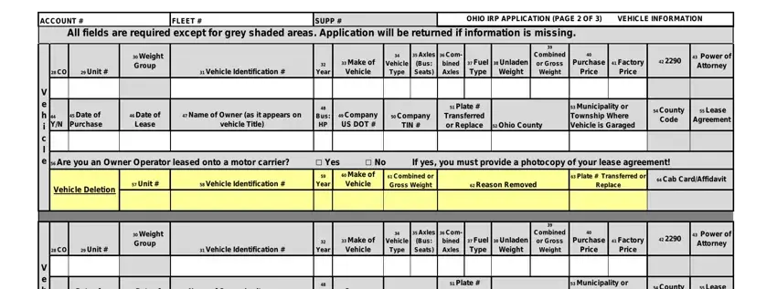 Entering details in irp ohio part 2