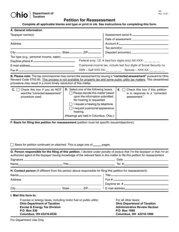Ohio Petition For Reassessment Form Preview