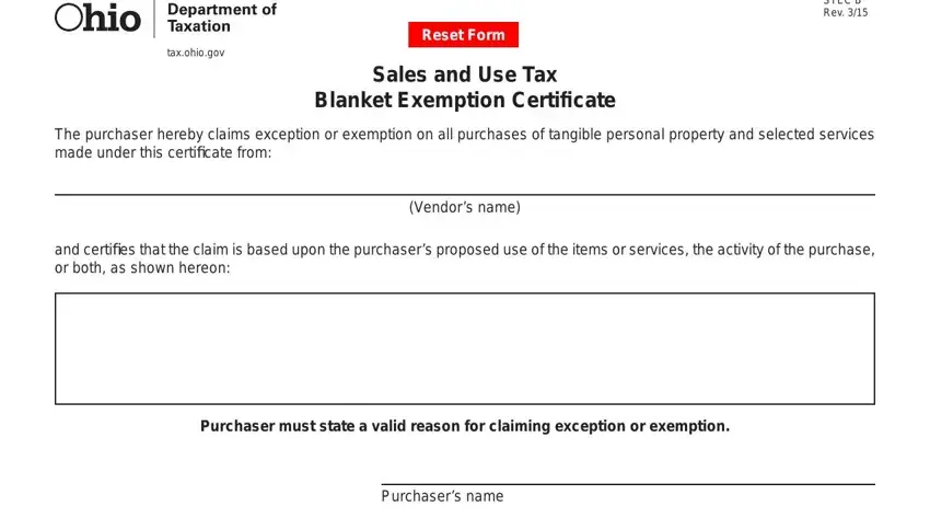 ohio tax exemption form empty spaces to consider