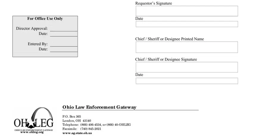 Entering details in oh law gateway ohleg request stage 2