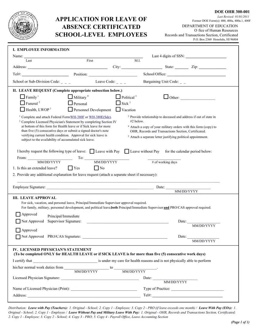 Ohr Form 400A first page preview