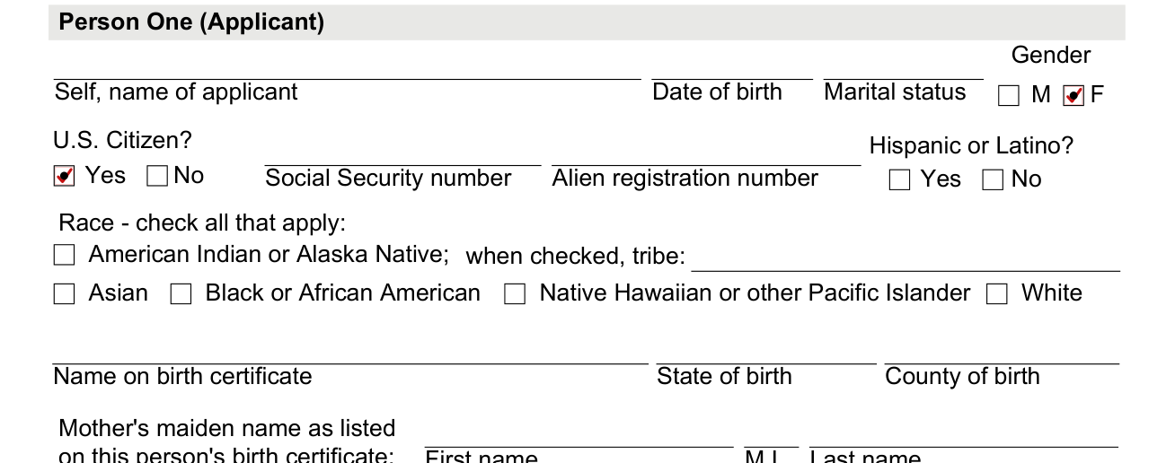 Form 08MP001E example filled out, everyone who lives in the home