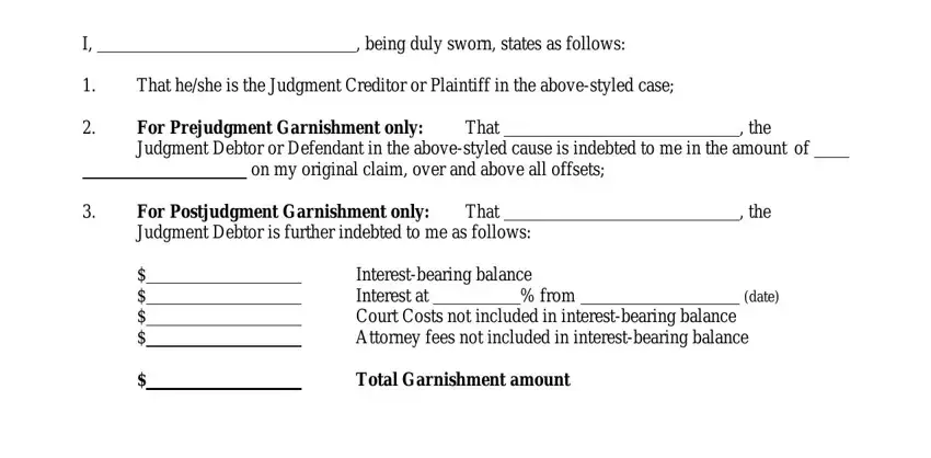 Filling in oklahoma garnishment forms step 2