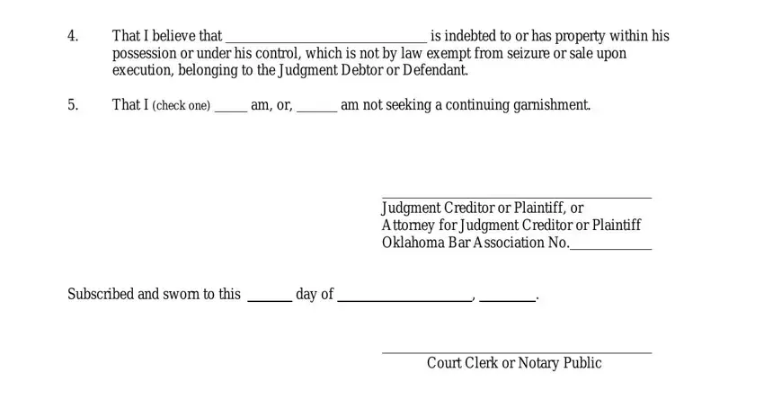 Filling out oklahoma garnishment forms part 3