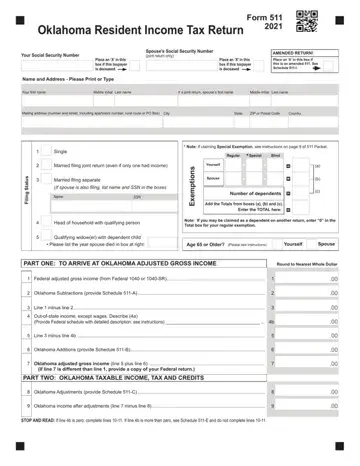 Oklahoma Form 511 Preview