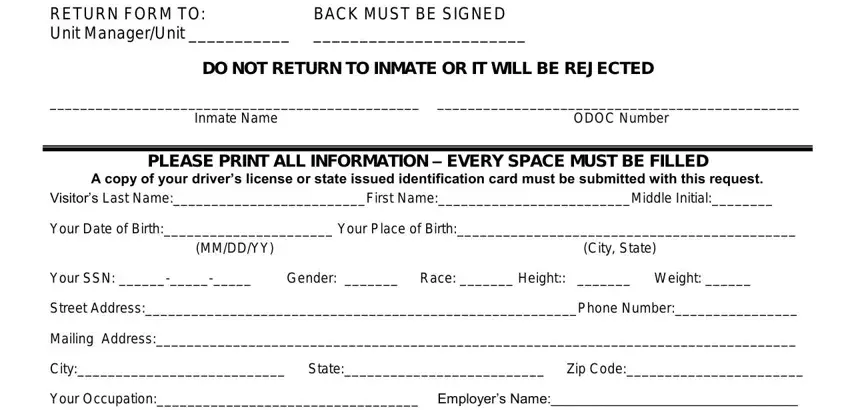 doc visitation empty spaces to fill out