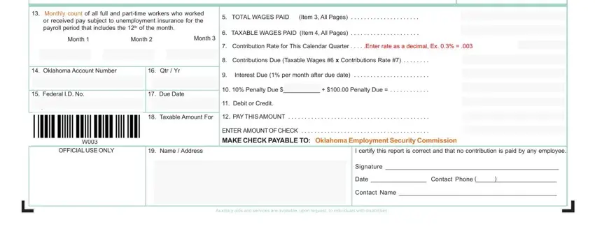 stage 2 to filling out oklahoma quarterly contribution report