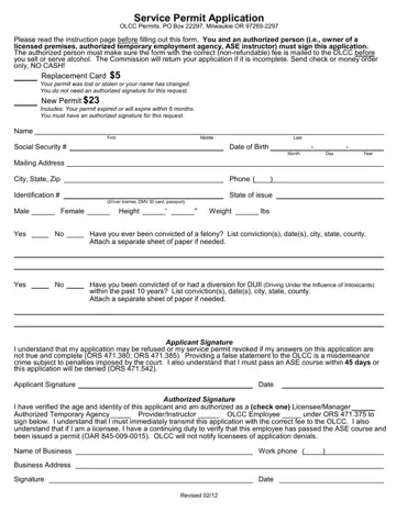Olcc Permit Application Form Preview
