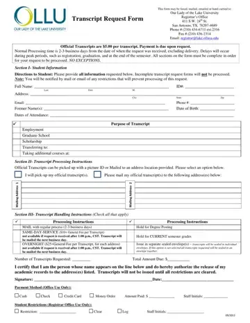 Ollu Transcript Request Form Preview