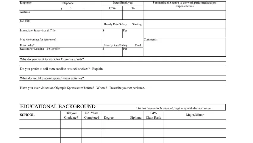 step 4 to filling out olympia job application