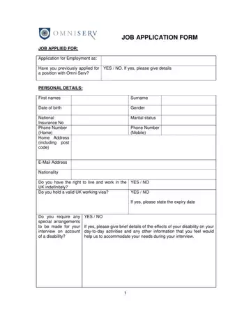 Omniserv Job Application Form Preview