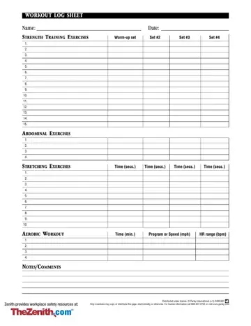 Online Exercise Log Form Preview