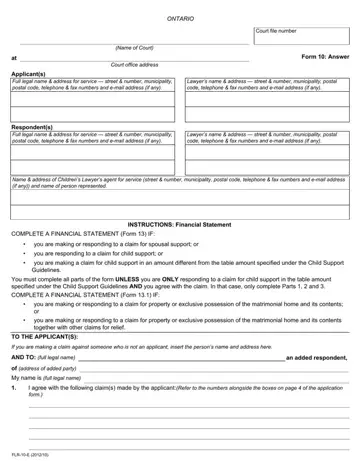 Form 10: Answer Preview