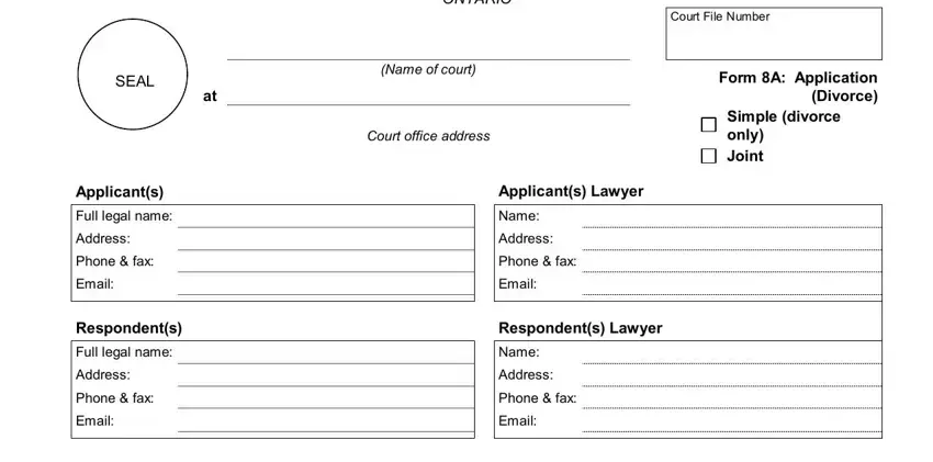 form 8a application divorce ontario blanks to complete