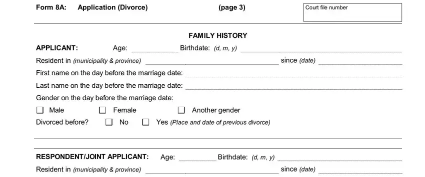 Finishing form 8a application divorce ontario stage 5