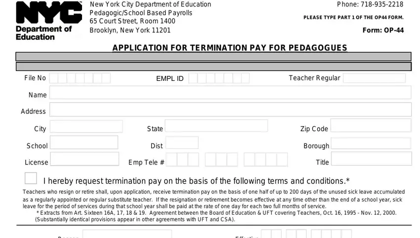 stage 1 to writing op 44 termination pay form