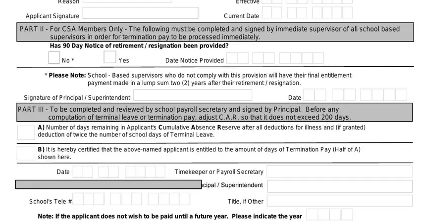 Filling in op 44 termination pay form step 2
